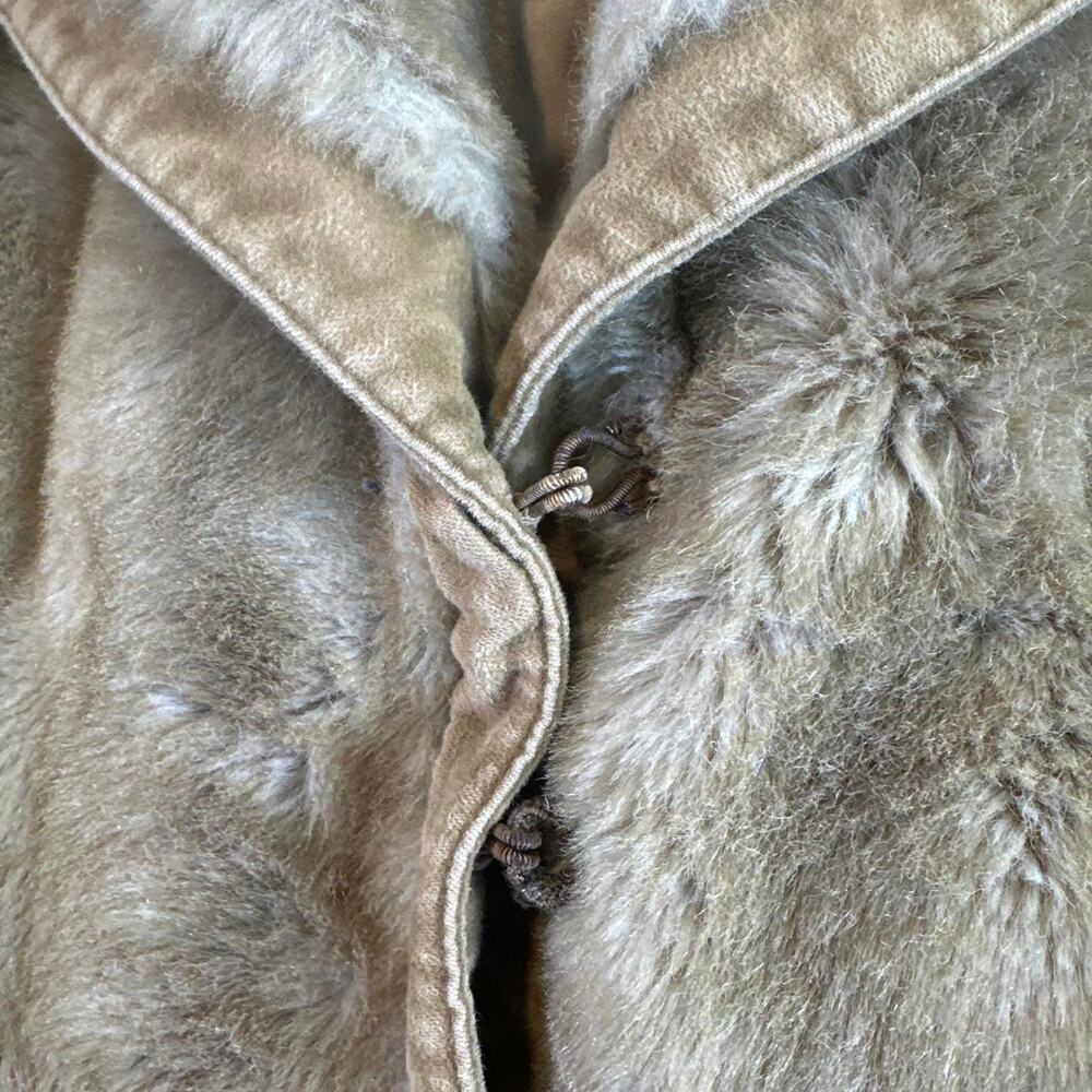 Vintage Grandella Faux Fur Coat Womens Size 12 Brown Plush Jacket Retro - Picture 4 of 6